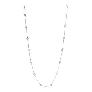 1.50 Carat Diamond by the Yard Necklace G SI 14K White Gold 14 stones 18 inches